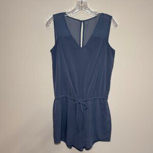 Banana Republic Silky Gray Romper Size 4 sheer accents
